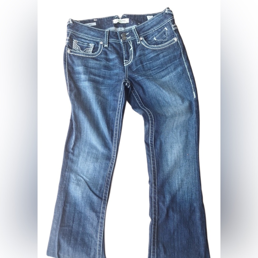 💋VIGOSS New York Slim Boot Low Rise Denim Jeans Size 7/8 TALL